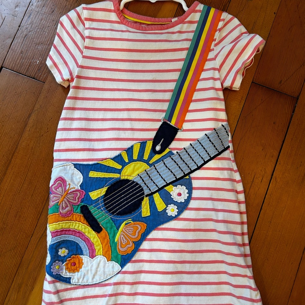 Mini Boden Pink and White Guitar Dress